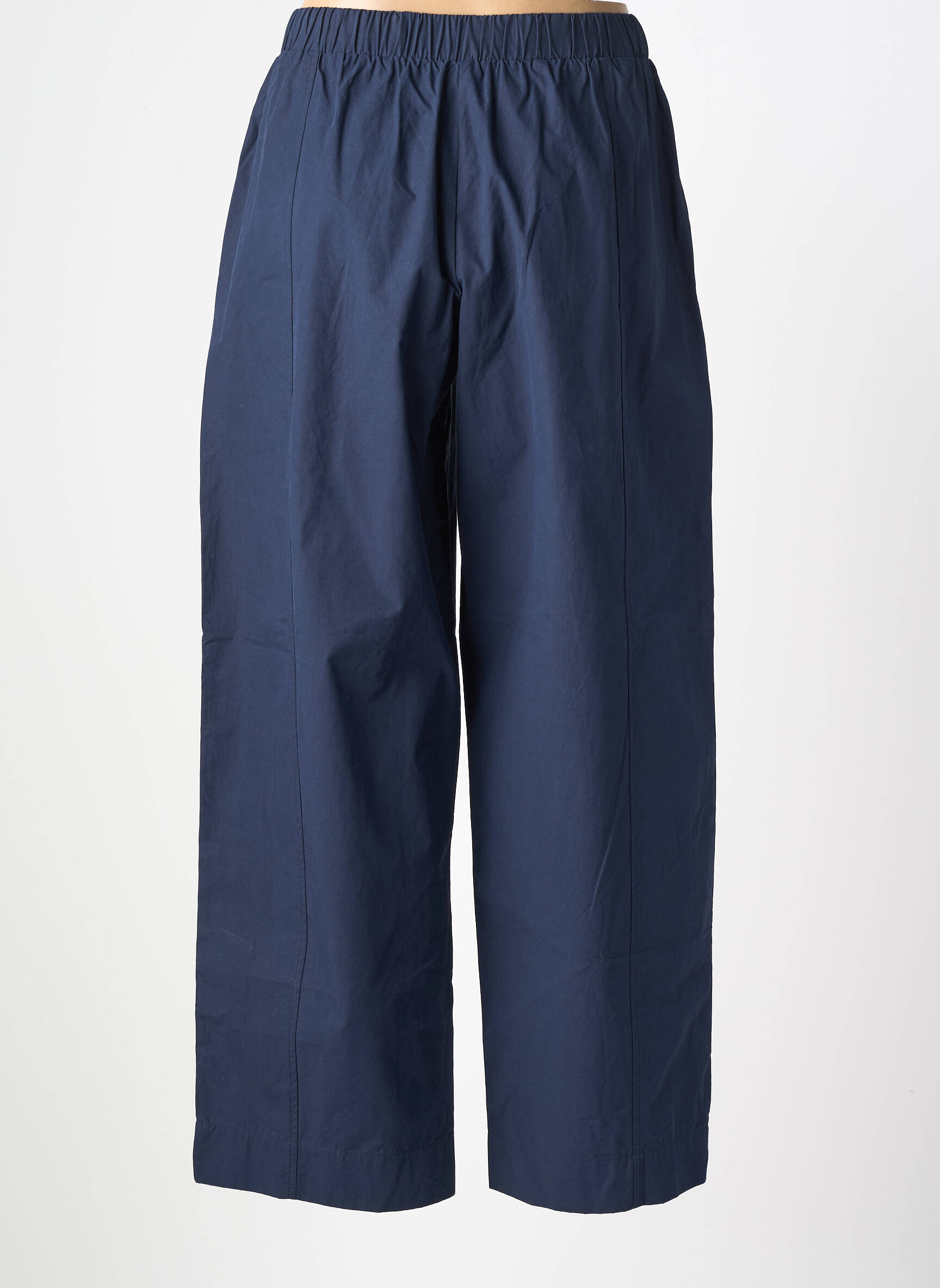 Pantalon larg țesătură poplin mărime normală albastru YERSE femeie