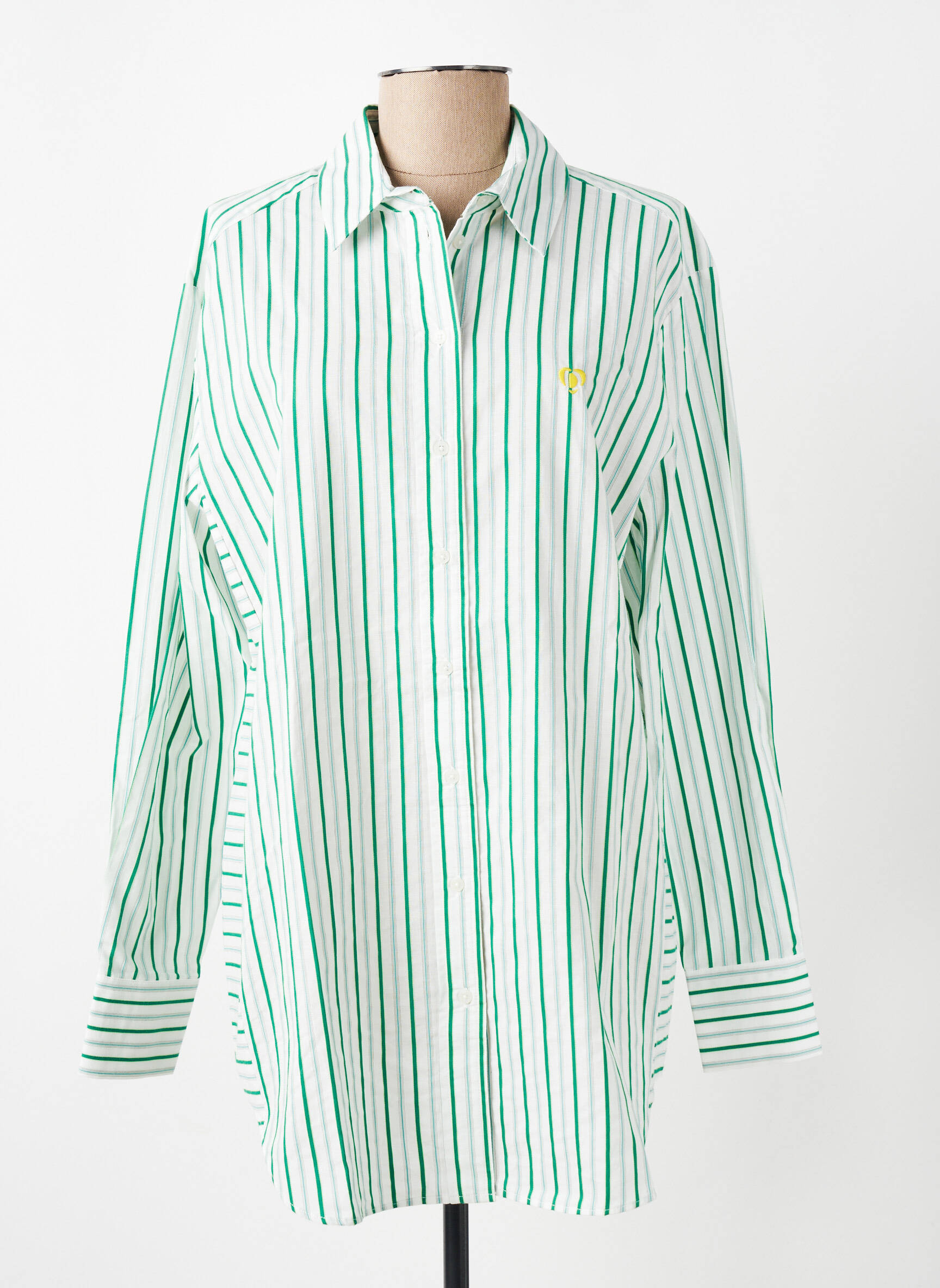 Tunică mâneci lungi guler de bluză verde DESIGUAL femeie