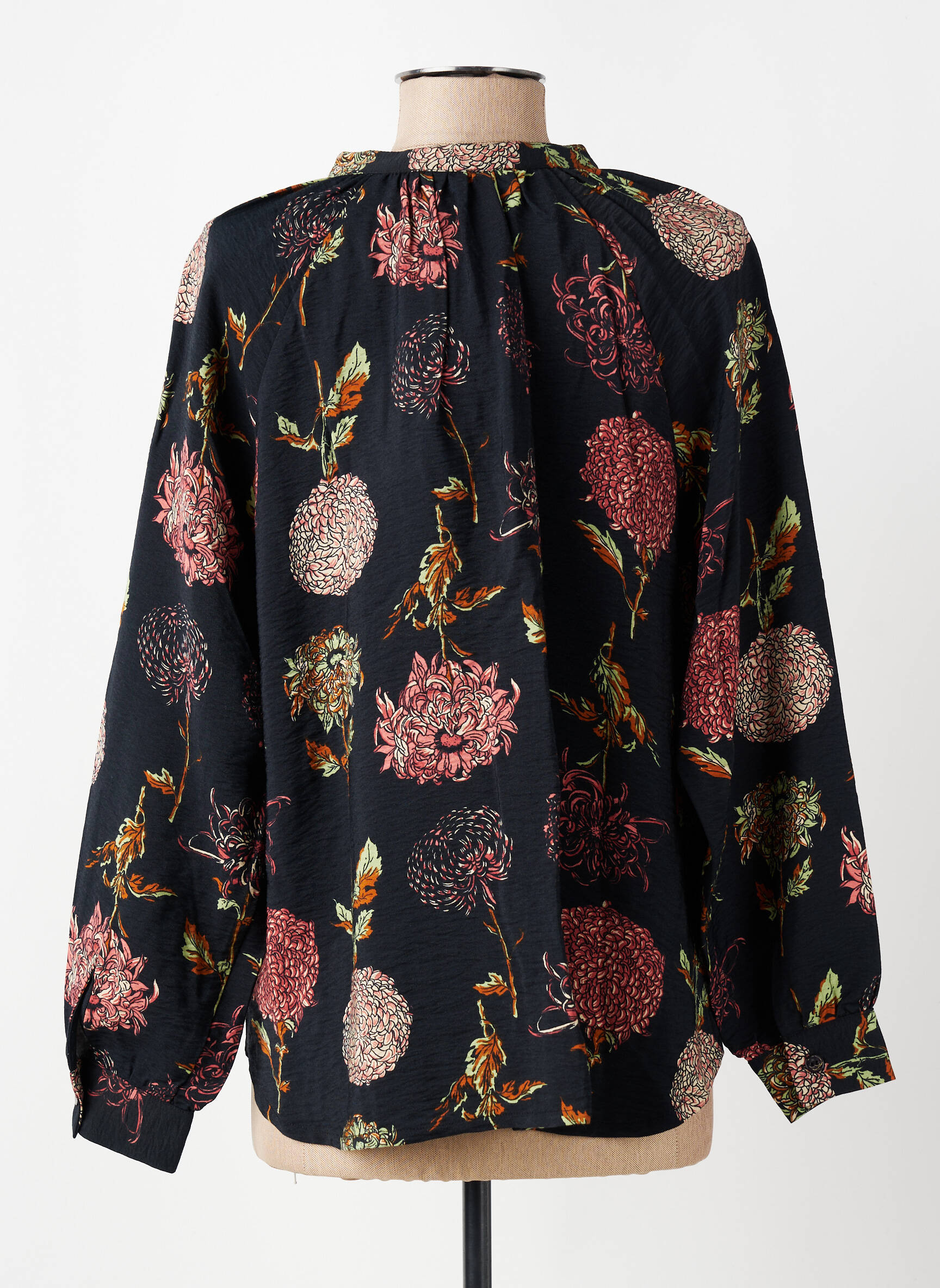 Cămașă imprimeu floral mâneci lungi negru NICE THINGS femeie
