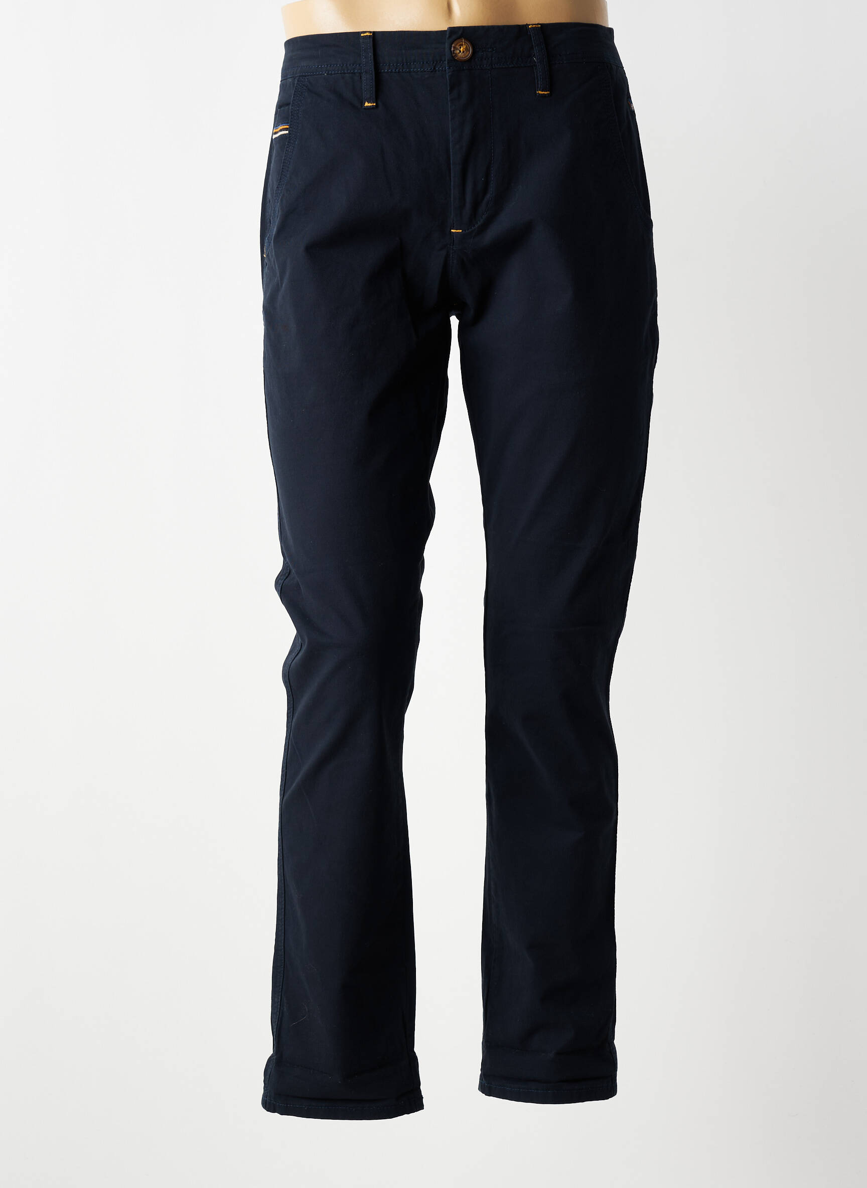 Pantalon chino țesătură poplin mărime normală albastru BENSON & CHERRY bărbat
