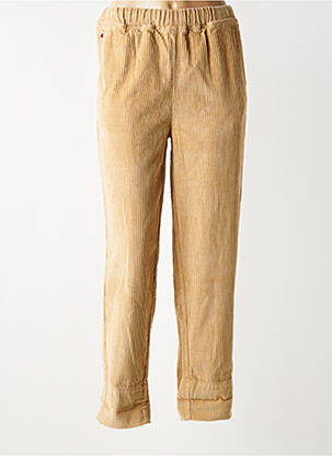 Pantalon drept talie elastică maro F.A.M. femeie