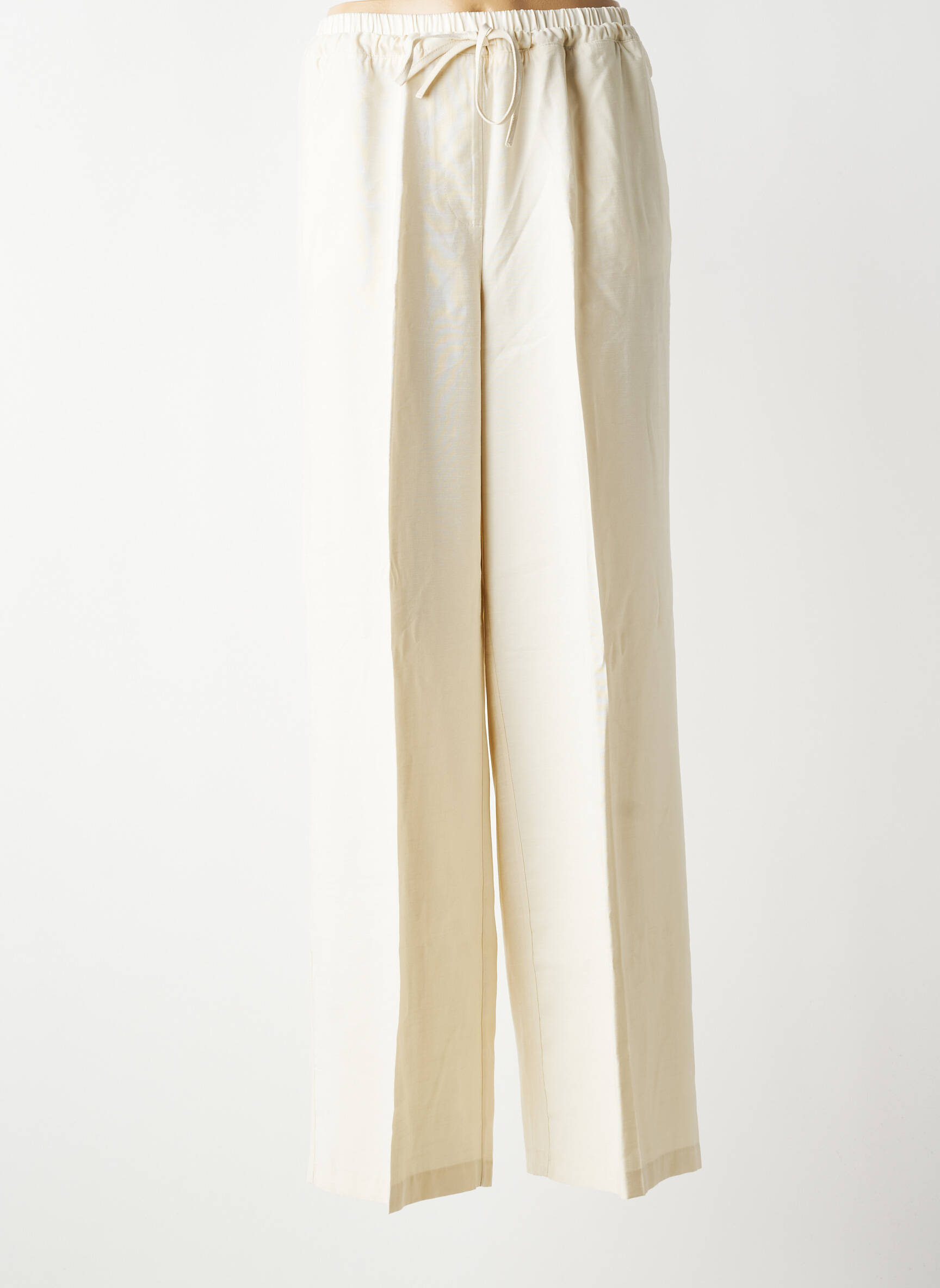 Pantalon drept talie elastică mărime normală bej YAYA femeie