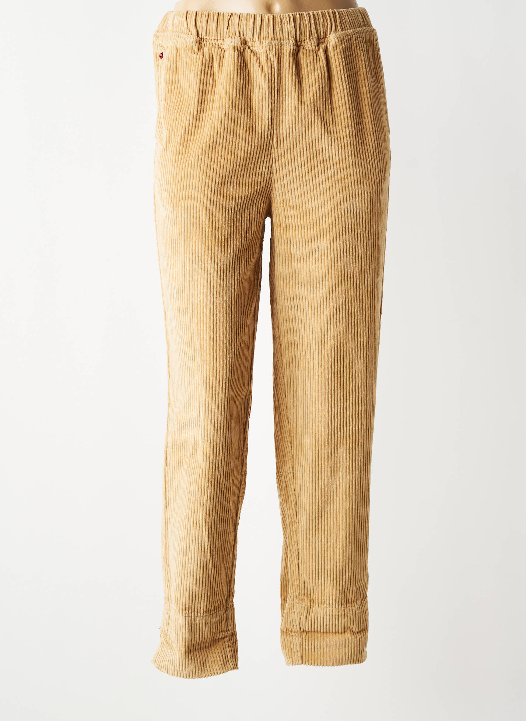 Pantalon drept talie elastică maro F.A.M. femeie