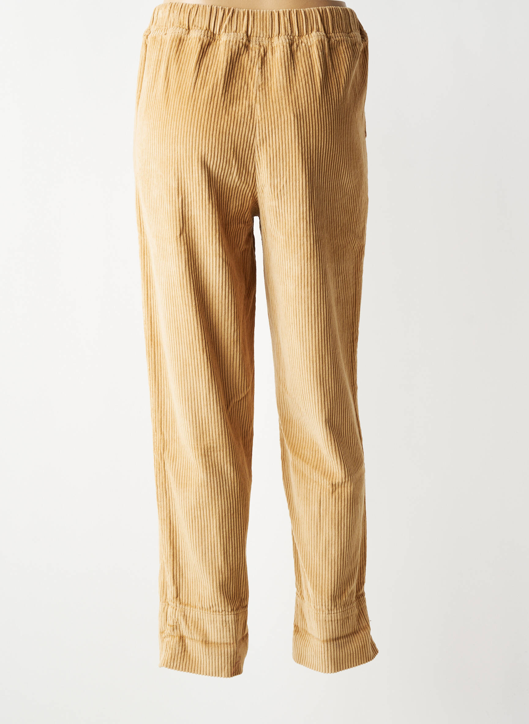 Pantalon drept talie elastică maro F.A.M. femeie