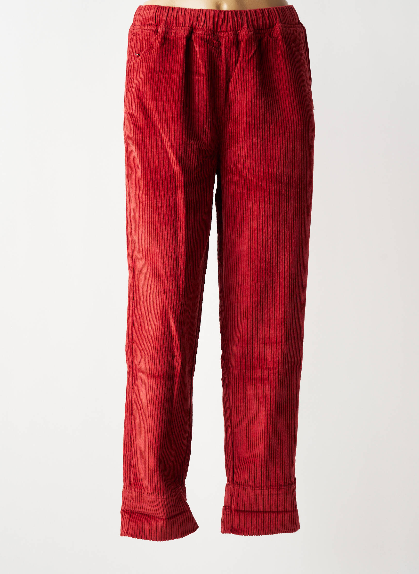 Pantalon drept talie elastică roșu F.A.M. femeie