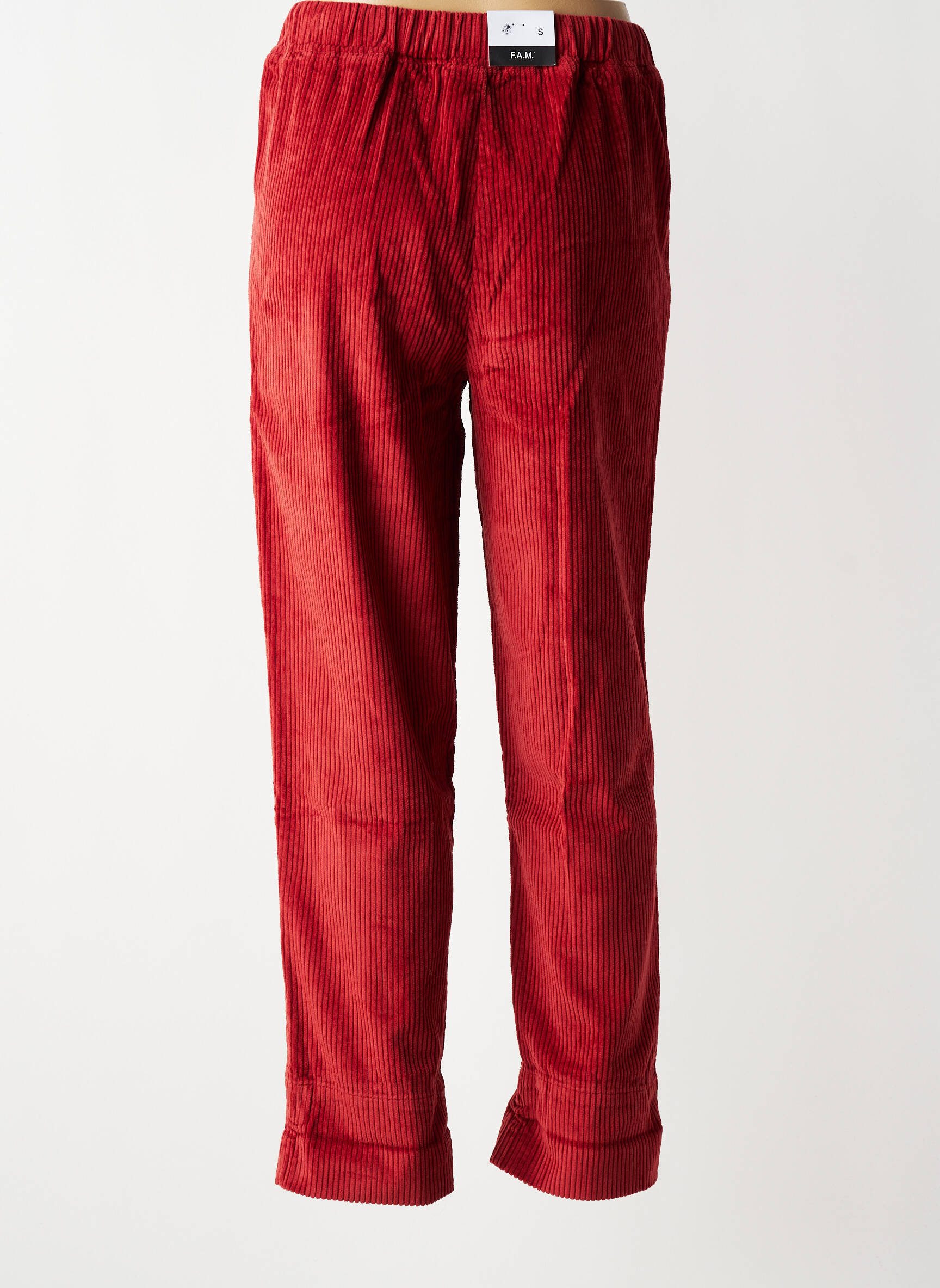 Pantalon drept talie elastică roșu F.A.M. femeie
