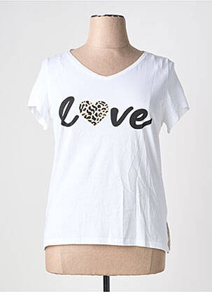 Tricou serigrafie flockată mâneci scurte alb AN II VITO femeie