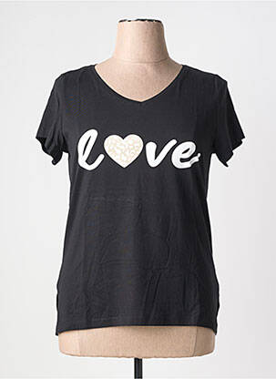 Tricou serigrafie flockată mâneci scurte negru AN II VITO femeie