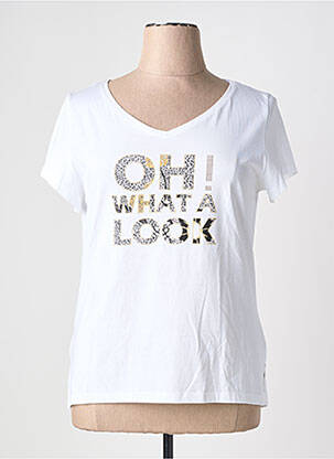 Tricou serigrafie flockată mâneci scurte alb AN II VITO femeie