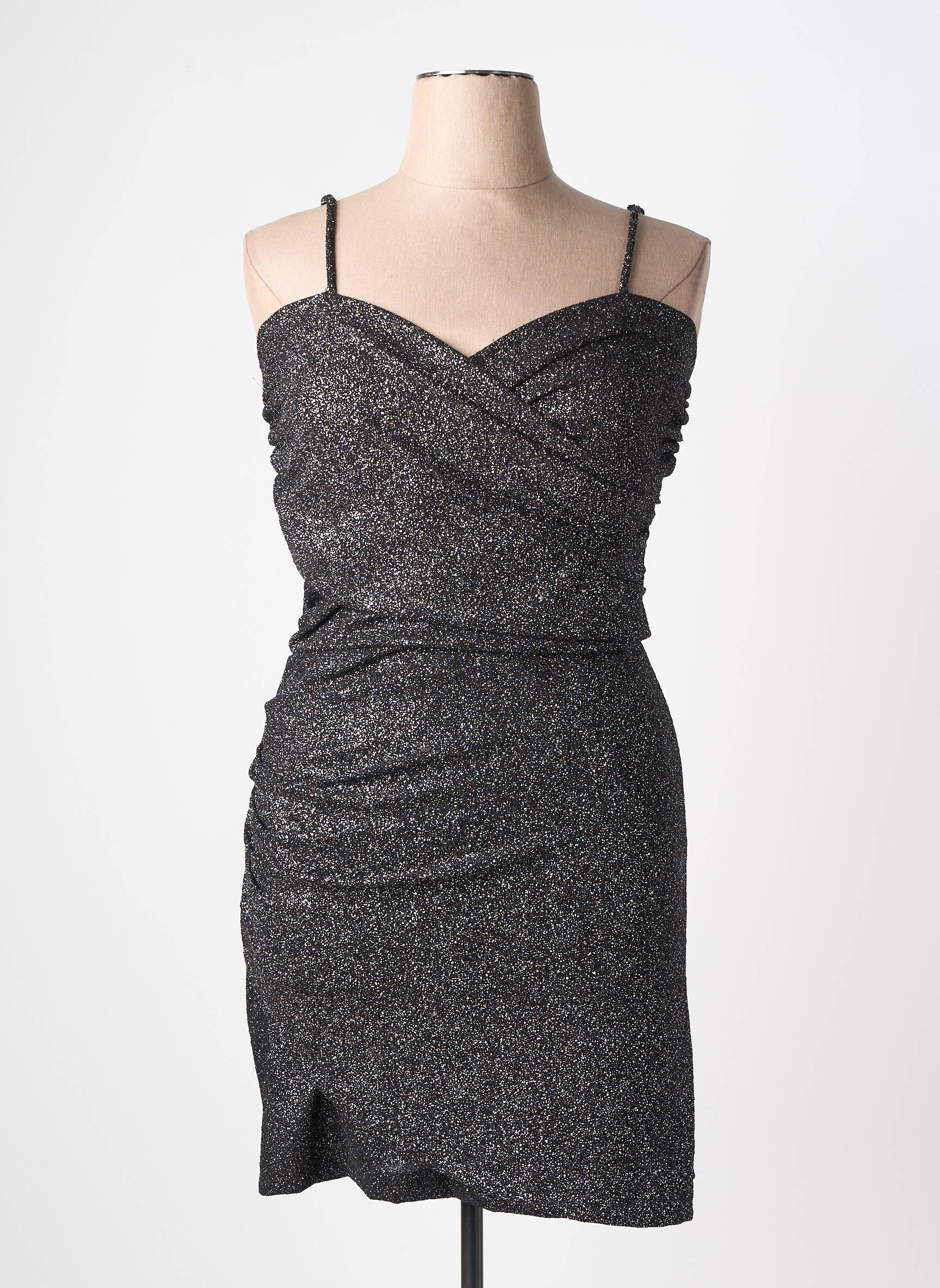 Rochie scurtă croială cambrată bretele subțiri negru AMY&CLO femeie