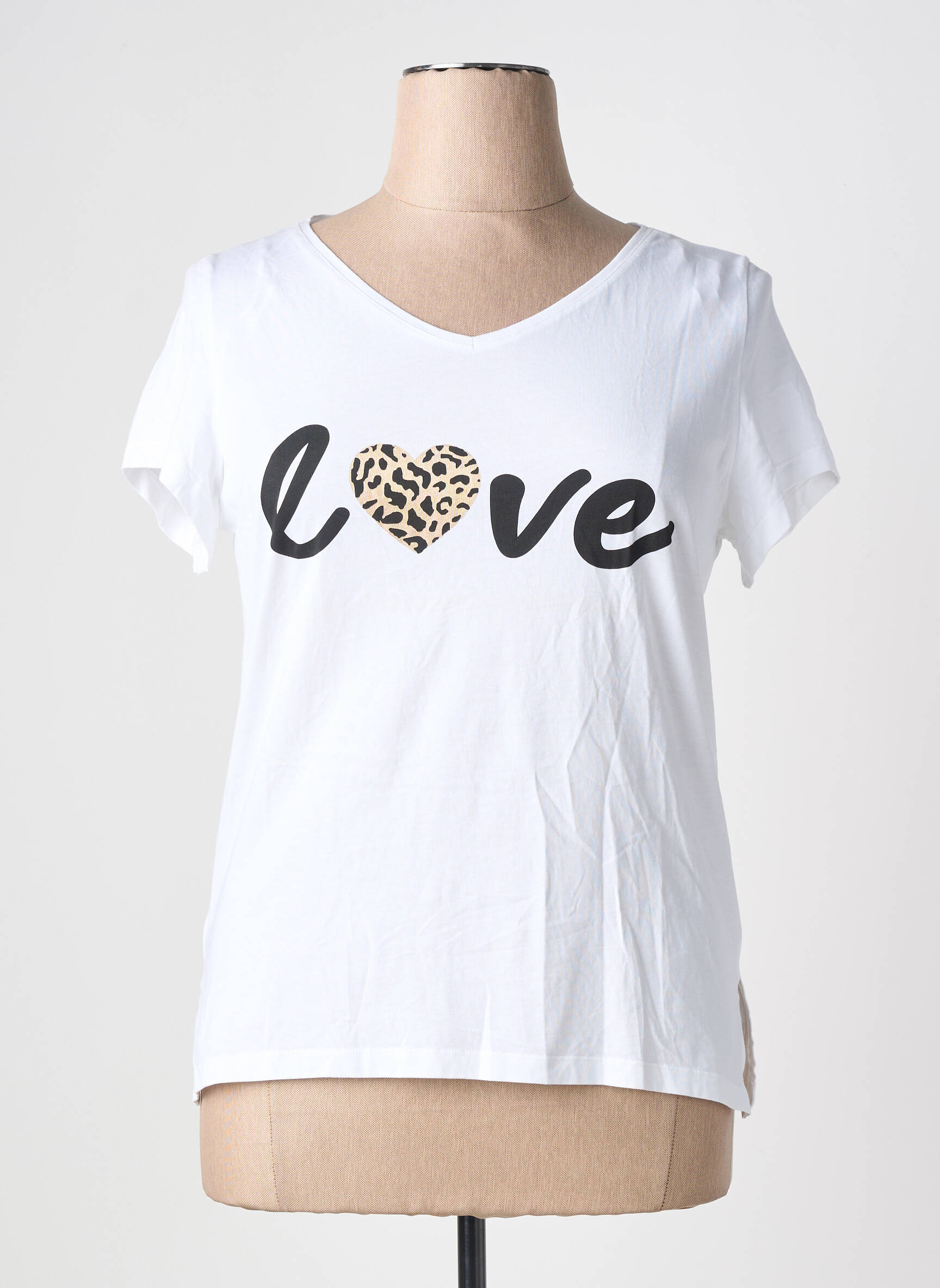 Tricou serigrafie flockată mâneci scurte alb AN II VITO femeie