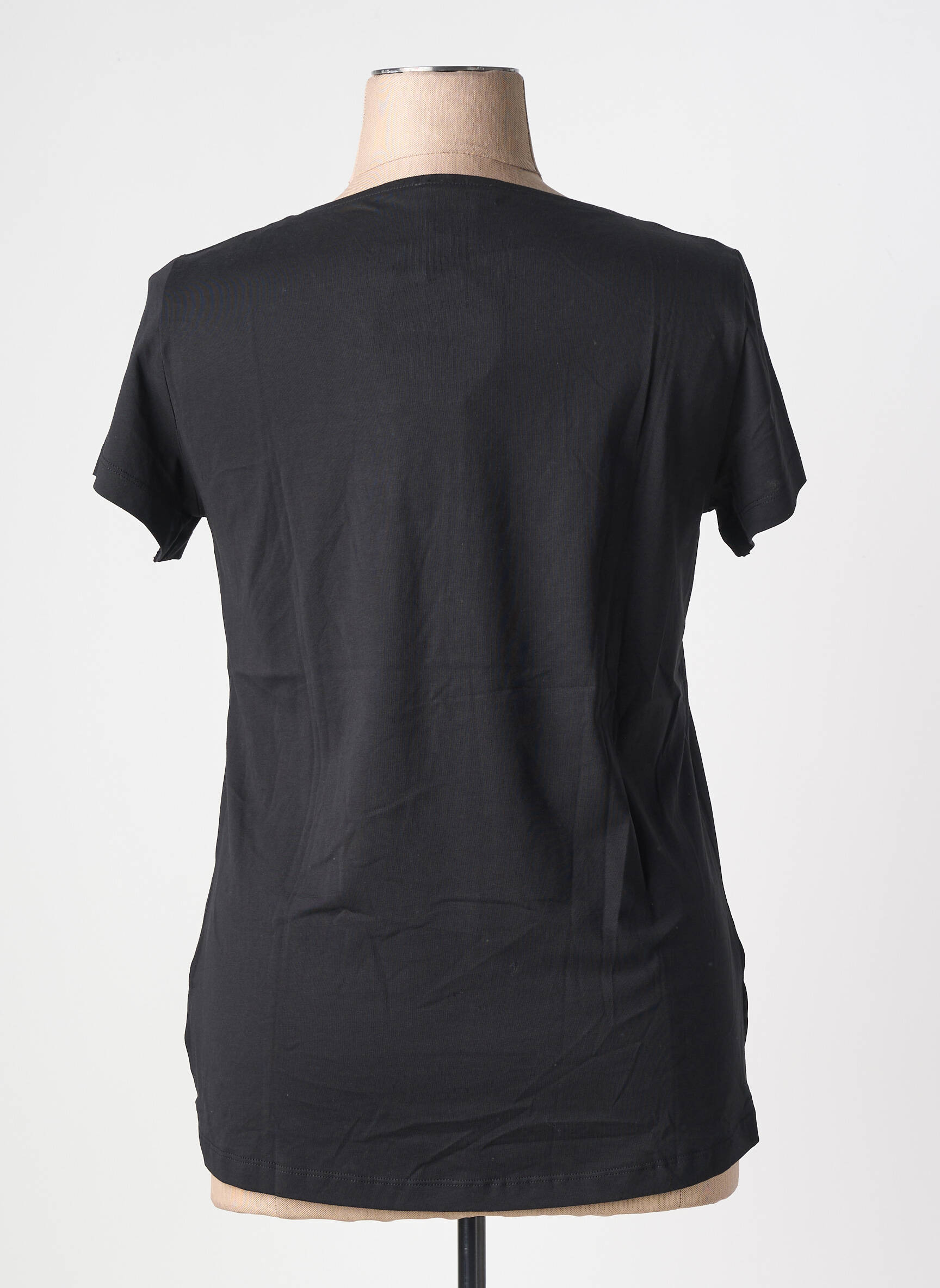 Tricou serigrafie flockată mâneci scurte negru AN II VITO femeie