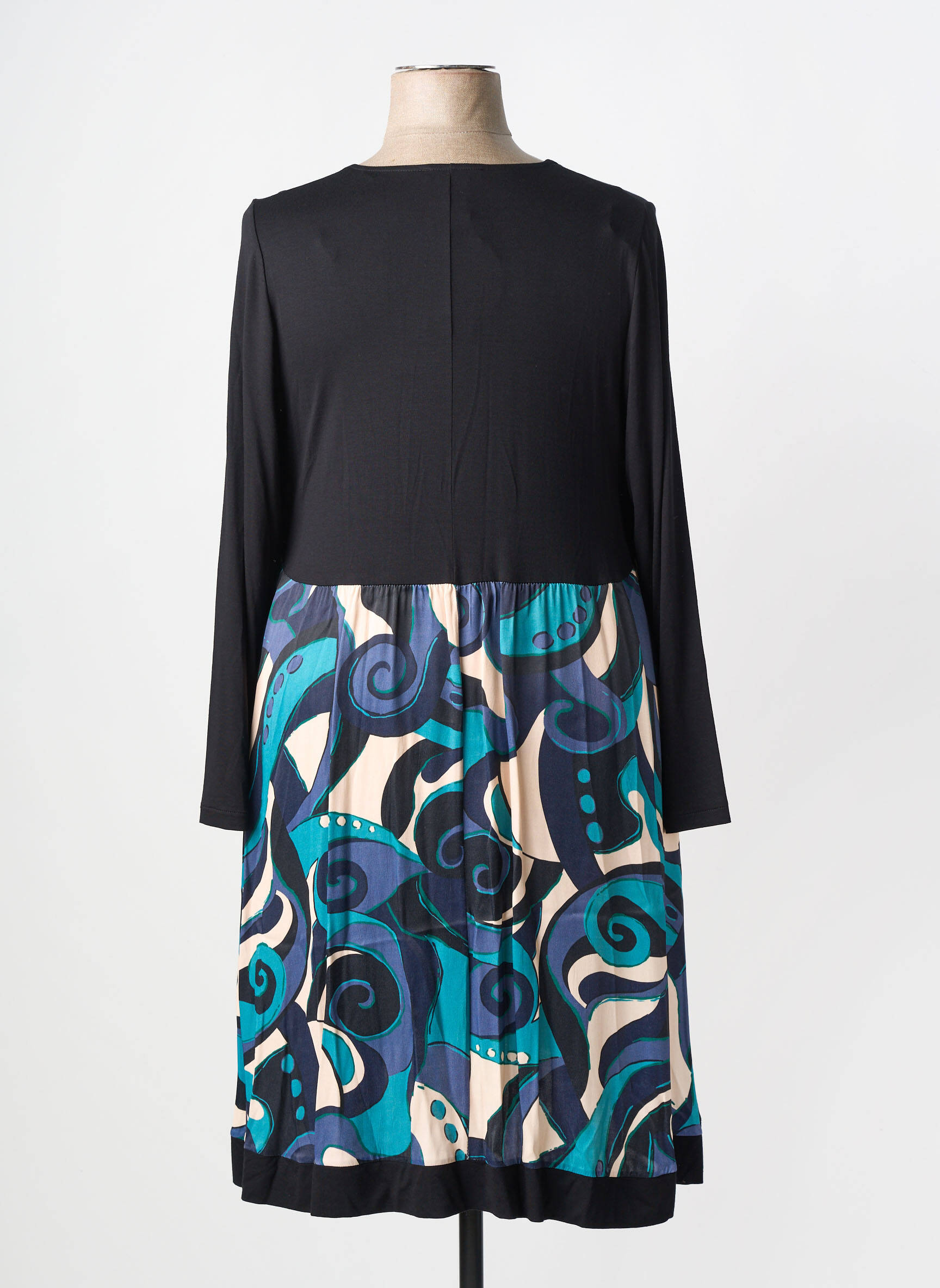 Rochie midi imprimeu fantezie mâneci lungi negru AN II VITO femeie
