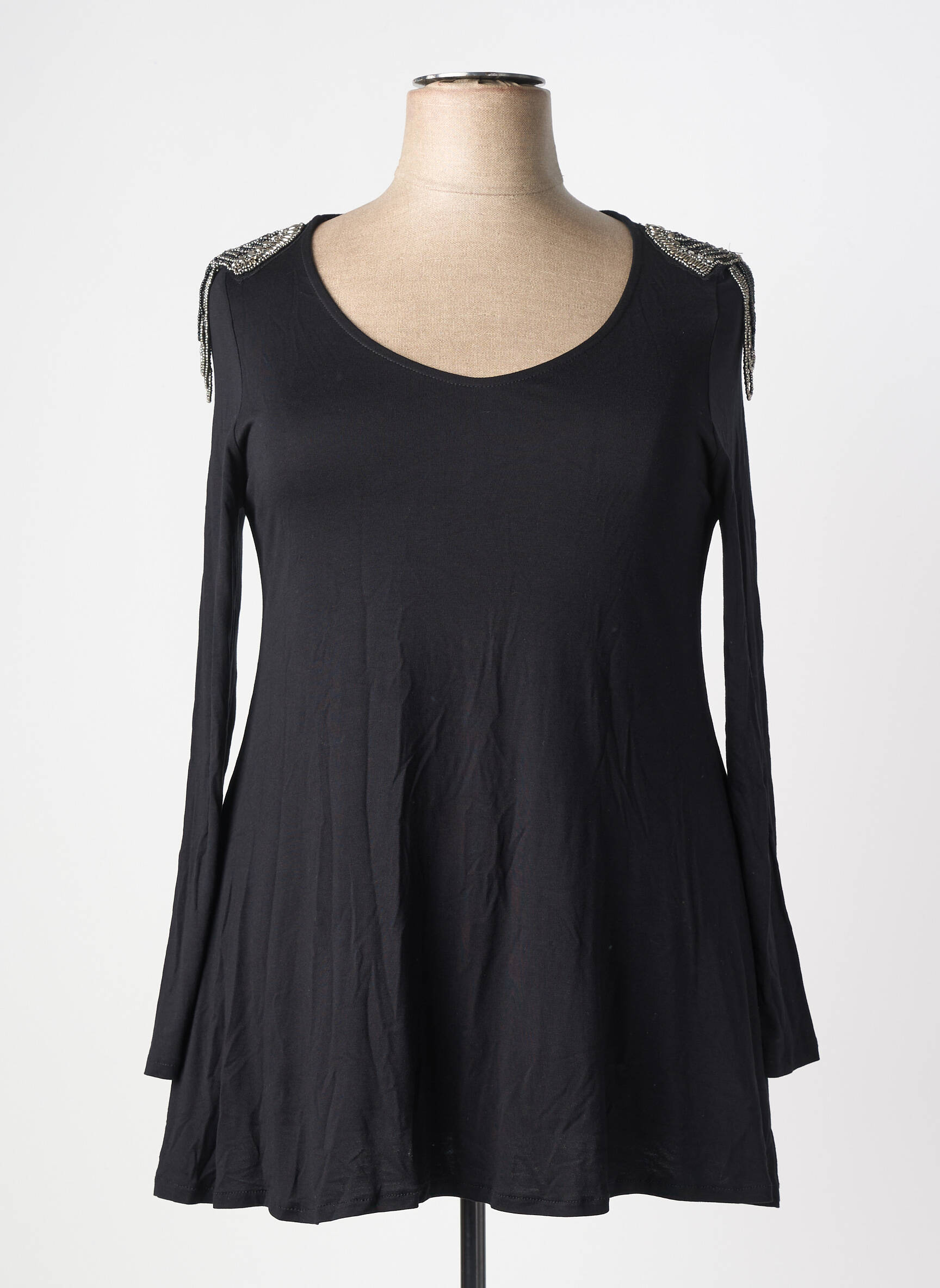 Tricou mâneci lungi mâneci lungi negru AN II VITO femeie