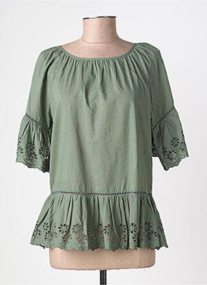 Bluză țesătură poplin mâneci 3/4 verde TIFFOSI femeie