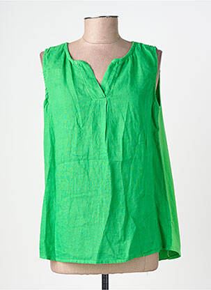 Top țesătură crep fără mâneci verde LAGON BLEU femeie