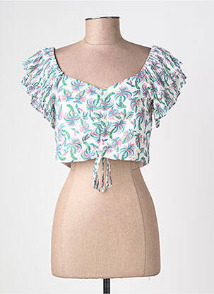Top țesătură crep mâneci scurte verde LILI SIDONIO femeie