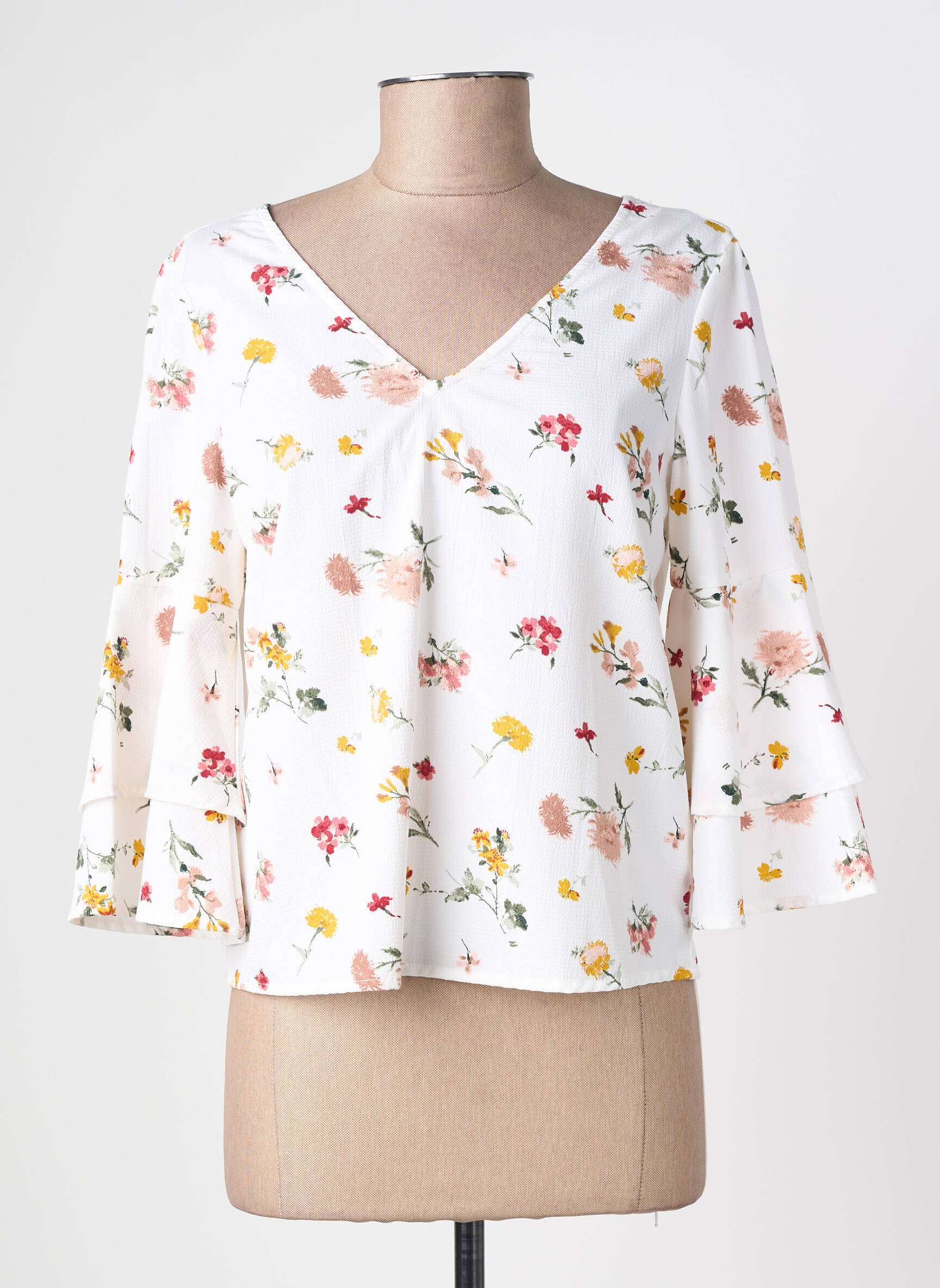 Bluză imprimeu floral mâneci 3/4 bej TIFFOSI femeie