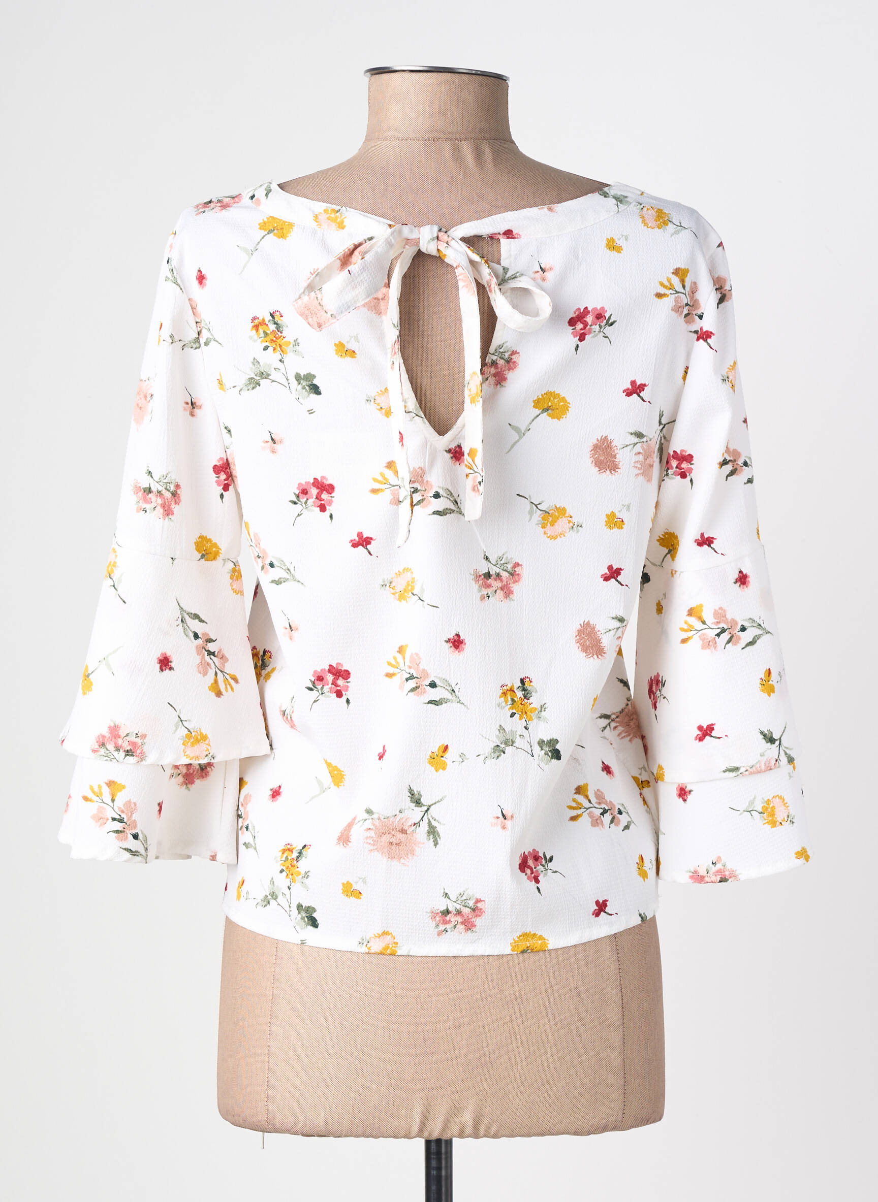 Bluză imprimeu floral mâneci 3/4 bej TIFFOSI femeie