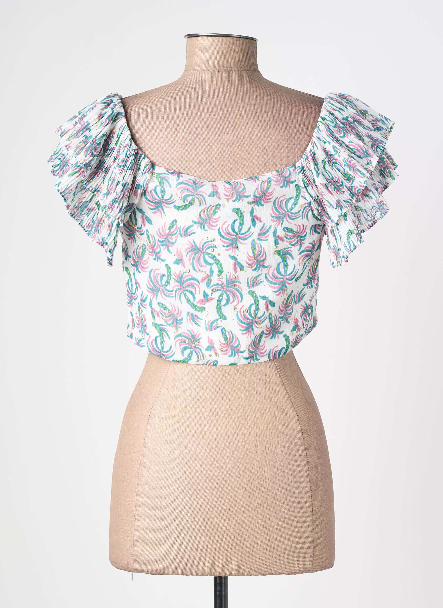 Top țesătură crep mâneci scurte verde LILI SIDONIO femeie