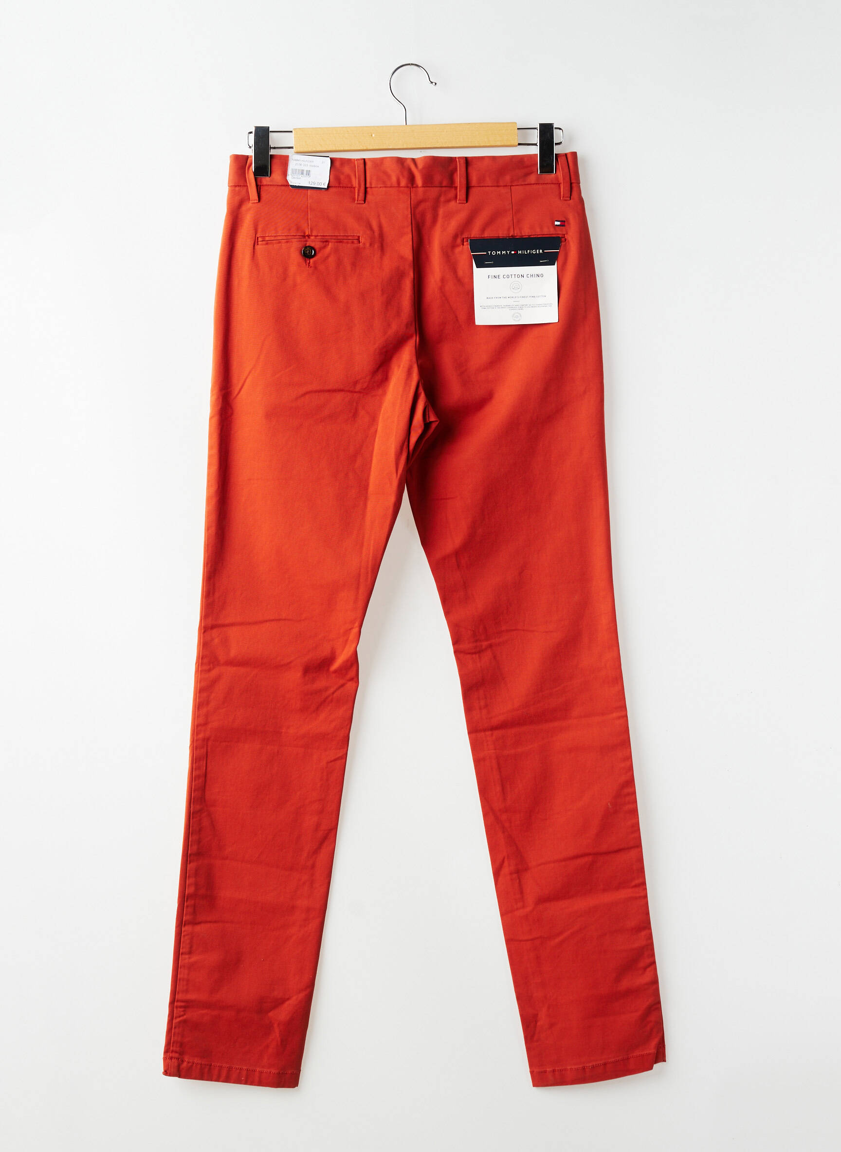Pantalon chino țesătură poplin mărime normală portocalie TOMMY HILFIGER bărbat