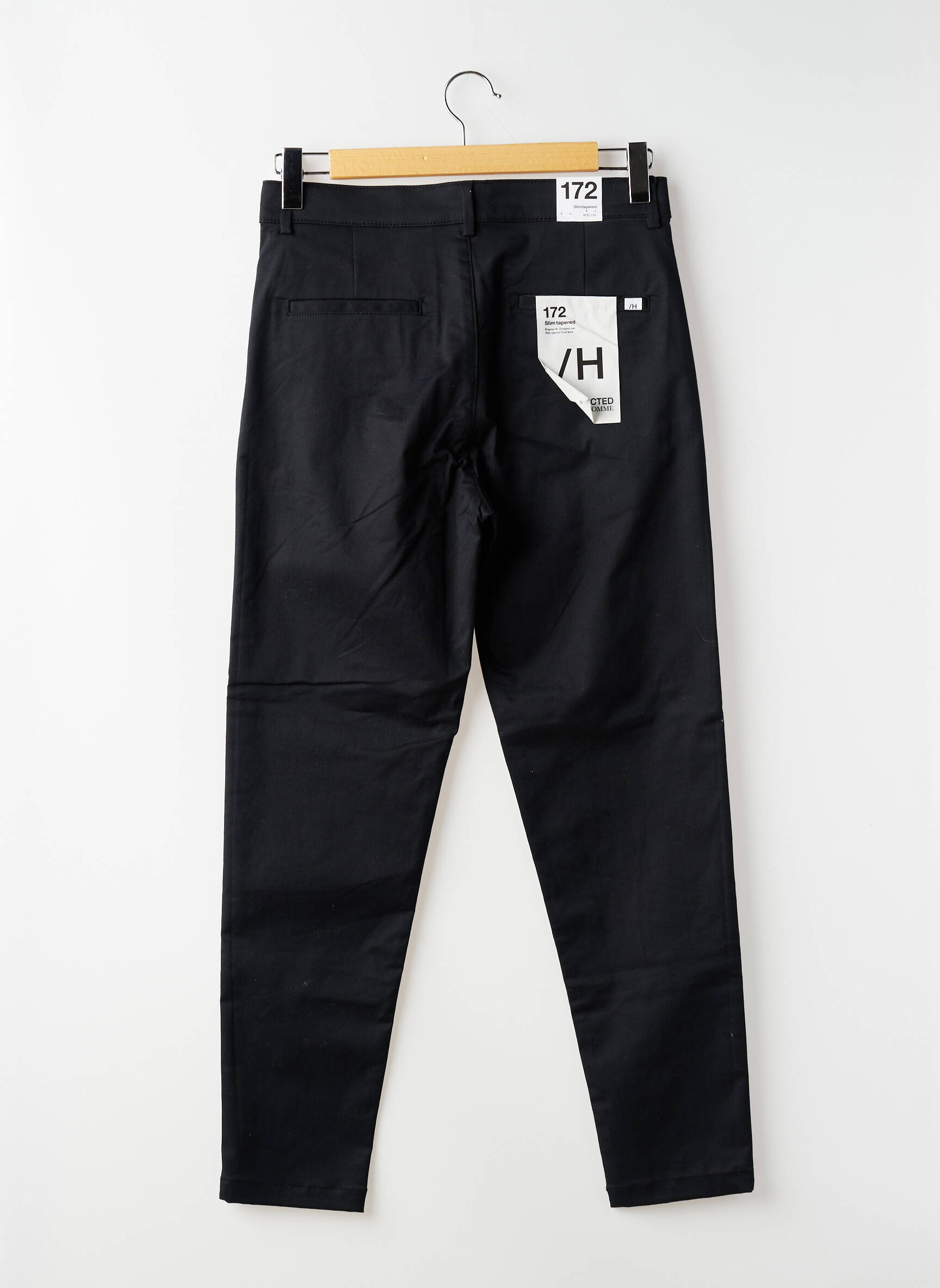 Pantalon chino bio mărime normală negru SELECTED bărbat