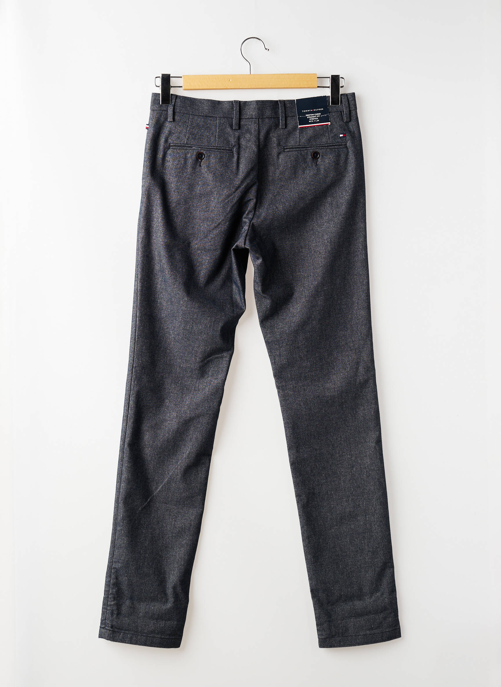 Pantalon slim țesătură melanj talie joasă albastru TOMMY HILFIGER bărbat