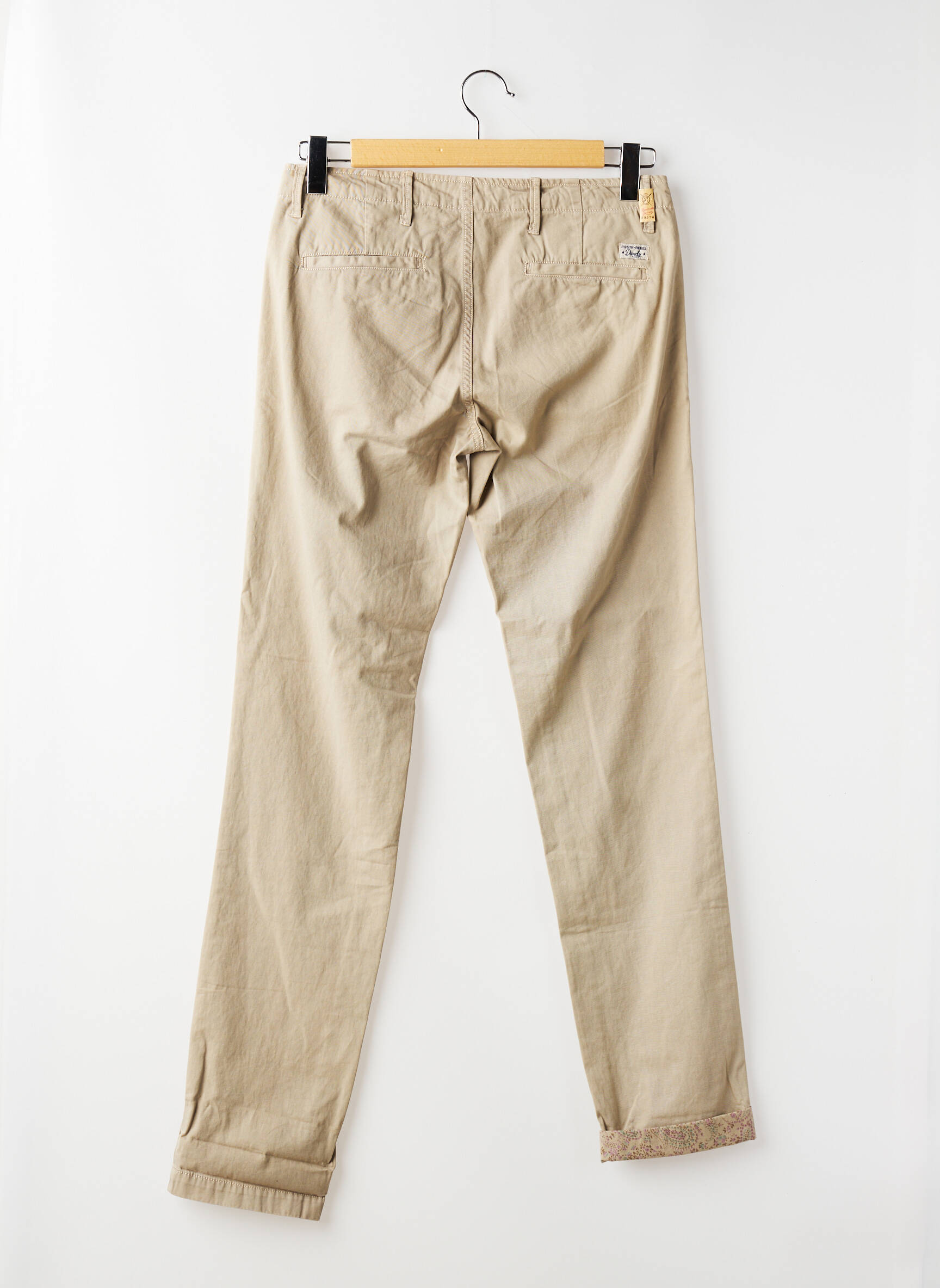 Pantalon chino țesătură poplin mărime normală bej R95TH bărbat