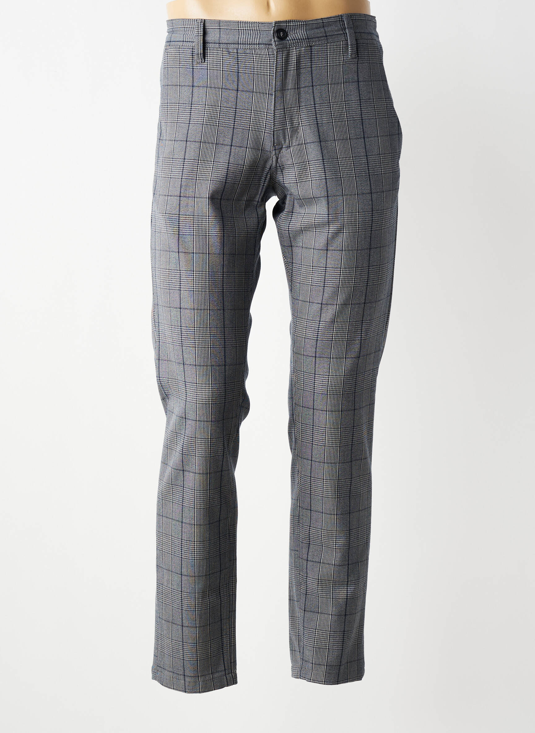 Pantalon chino imprimeu imprimeu prinț de wales mărime normală gri SELECTED bărbat