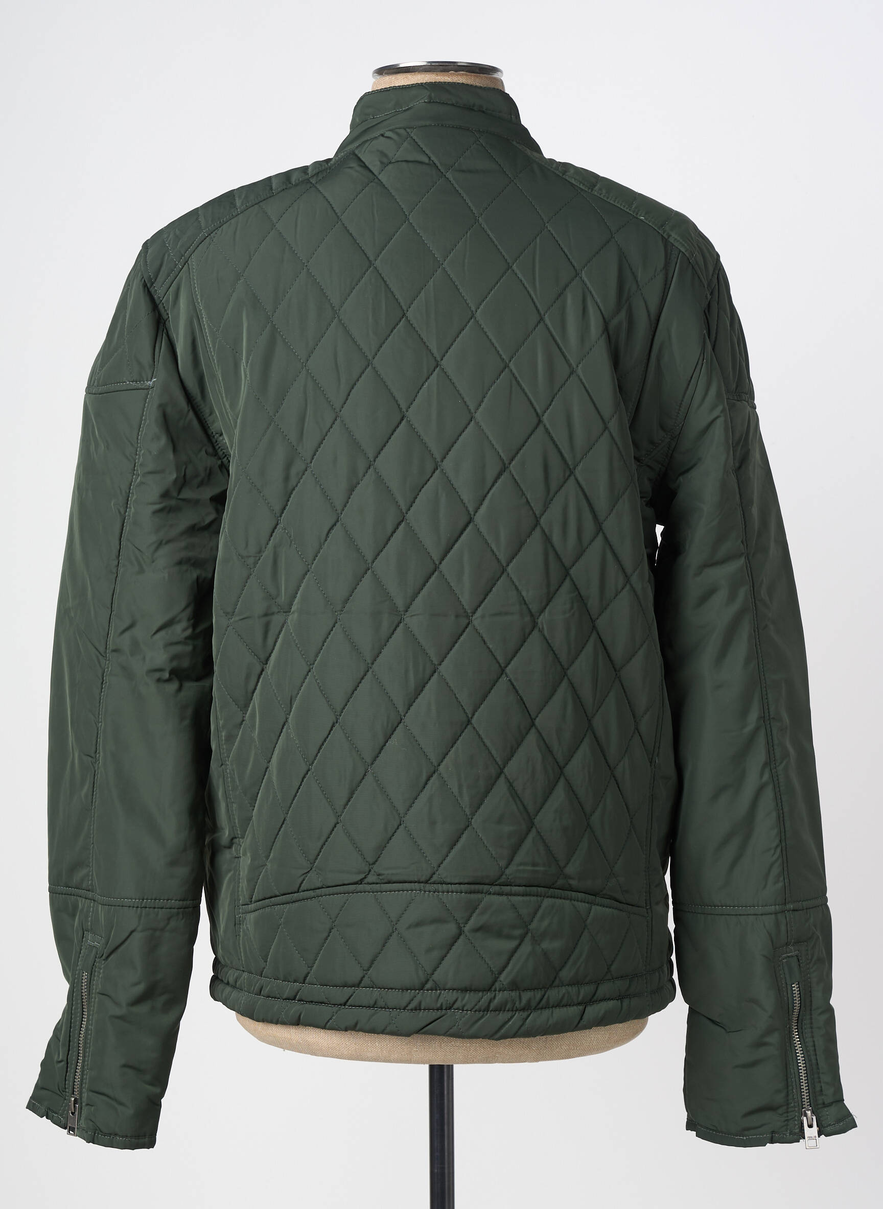 Geacă matlasată mâneci lungi fără glugă verde SOLID bărbat