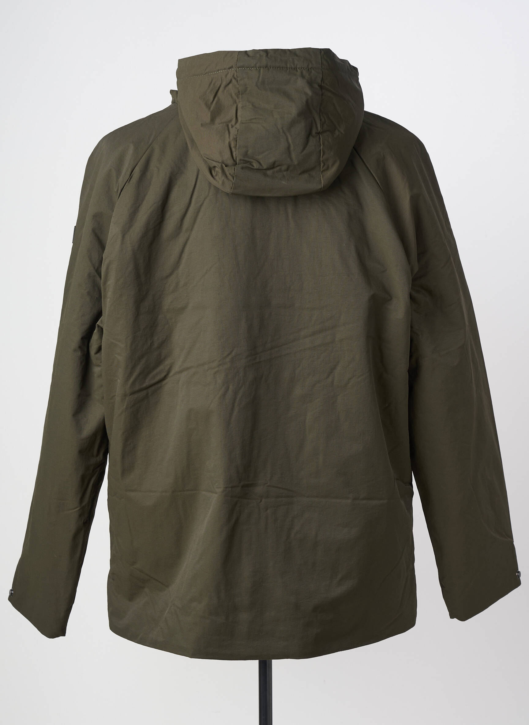 Parka croială dreaptă cu glugă verde SOLID bărbat