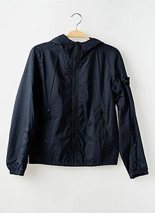 Jachetă vânt efect material satinat cu glugă albastru STONE ISLAND băiat