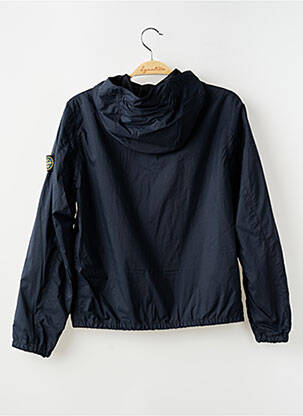 Jachetă vânt efect material satinat cu glugă albastru STONE ISLAND băiat