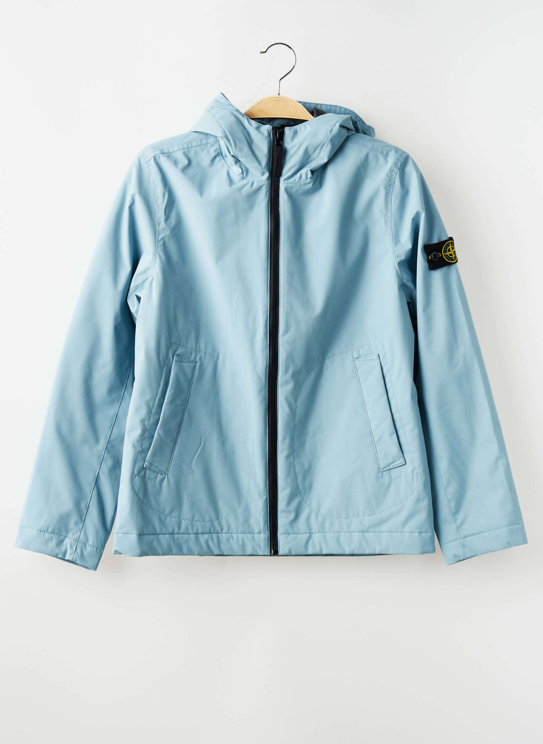 Parka finisaj interior căptușeală satinată cu glugă albastru STONE ISLAND băiat