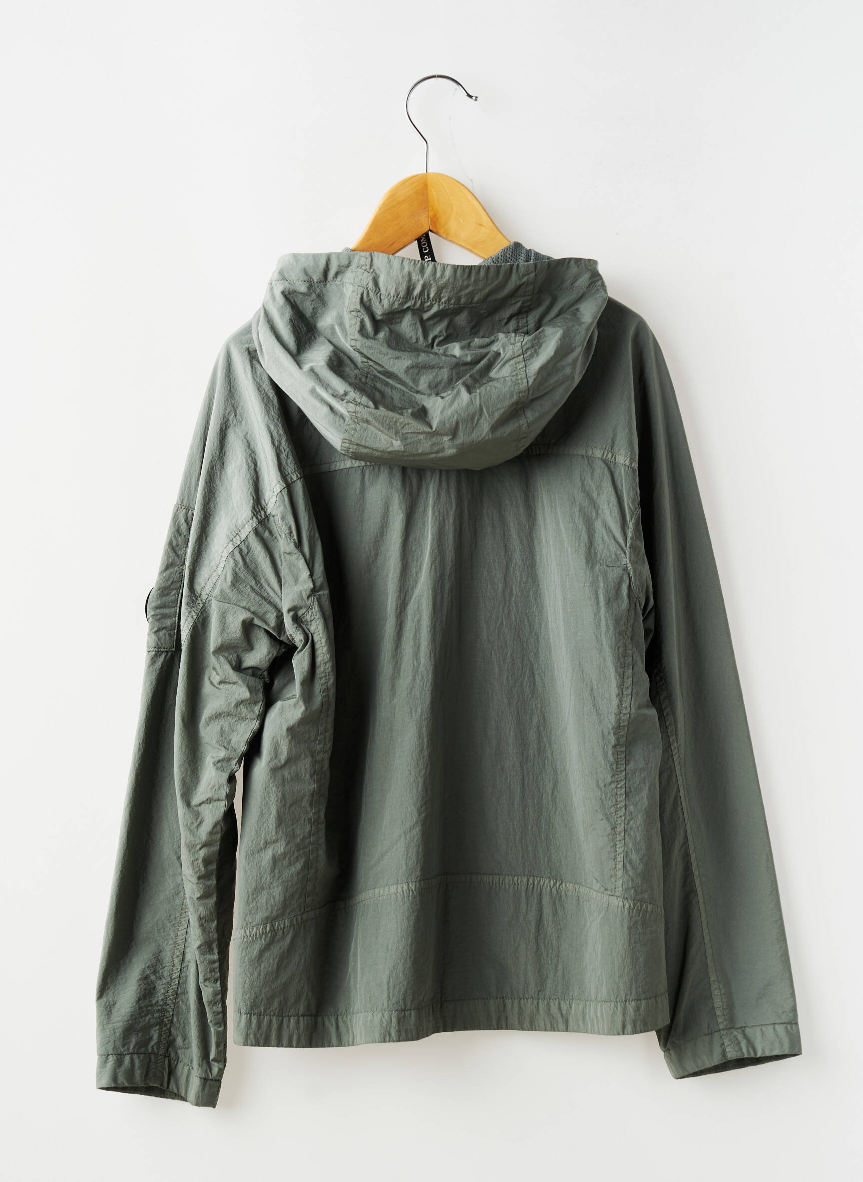Jachetă vânt efect material satinat cu glugă verde CP COMPANY băiat