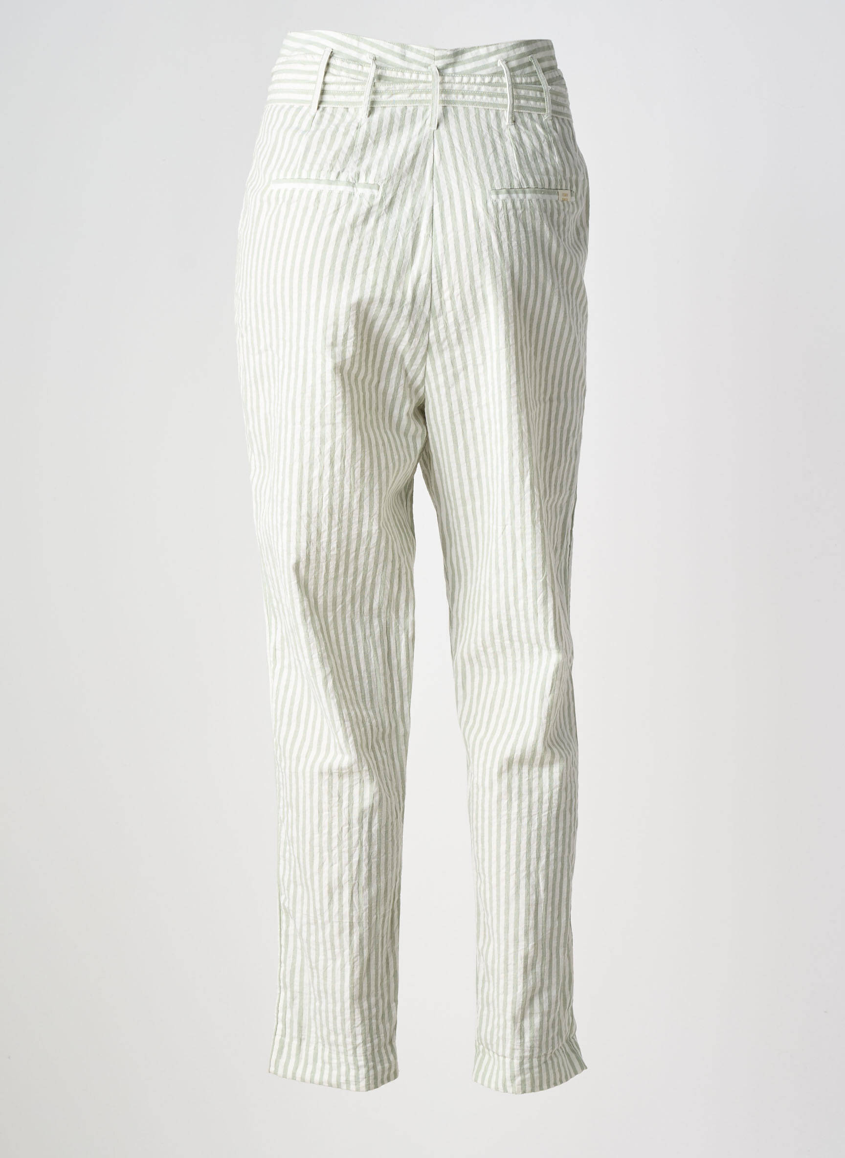 Pantalon drept țesătură poplin talie înaltă verde TEDDY SMITH femeie