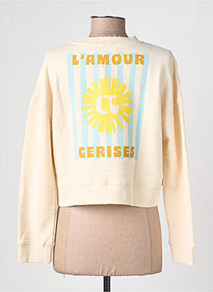 Hanorac serigrafie flockată mâneci lungi bej LE TEMPS DES CERISES femeie