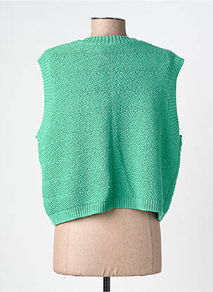 Vestă cu mâneci scurte croială dreaptă verde PIECES femeie
