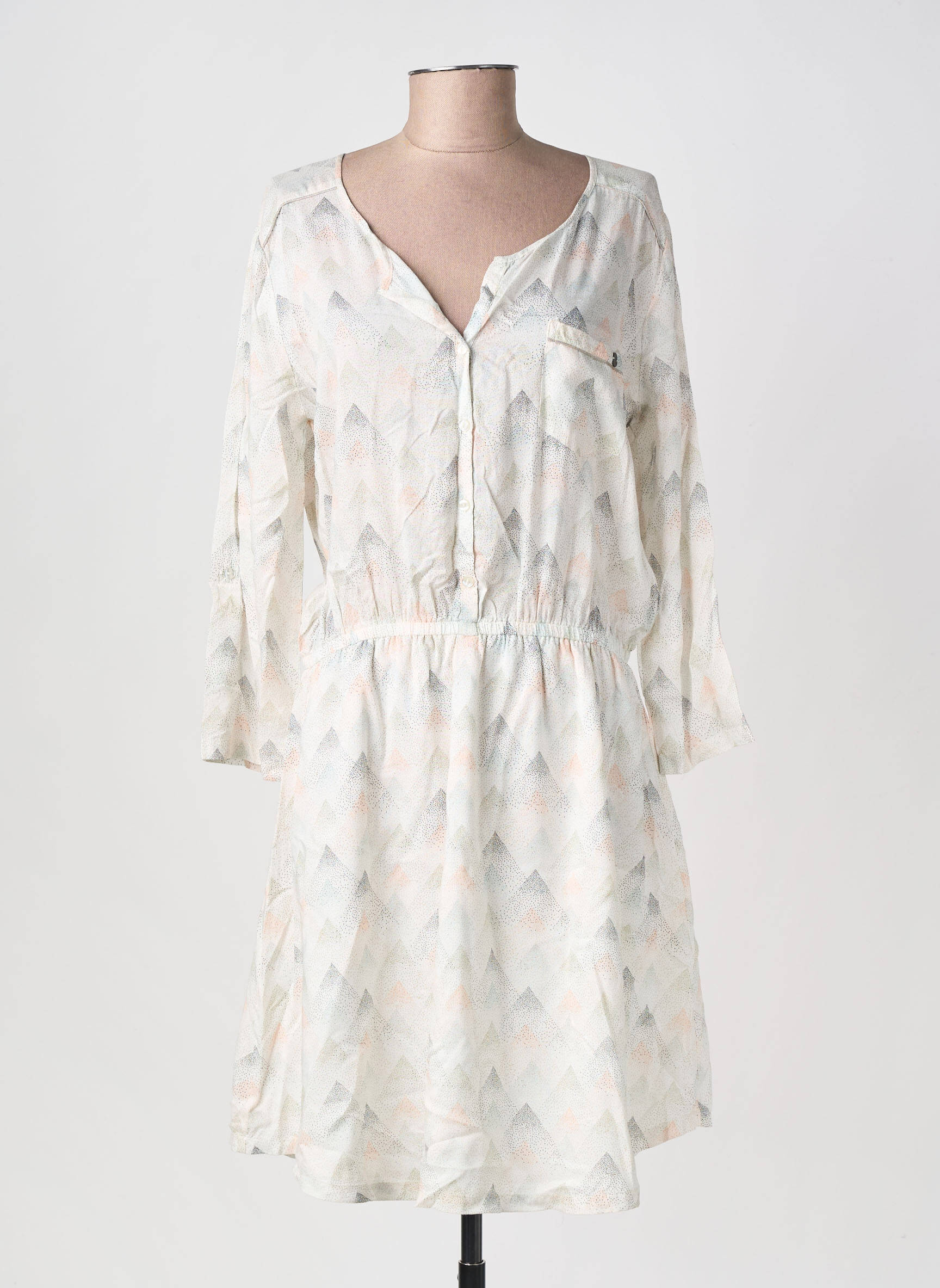 Rochie midi imprimeu fantezie mâneci lungi alb KAPORAL femeie