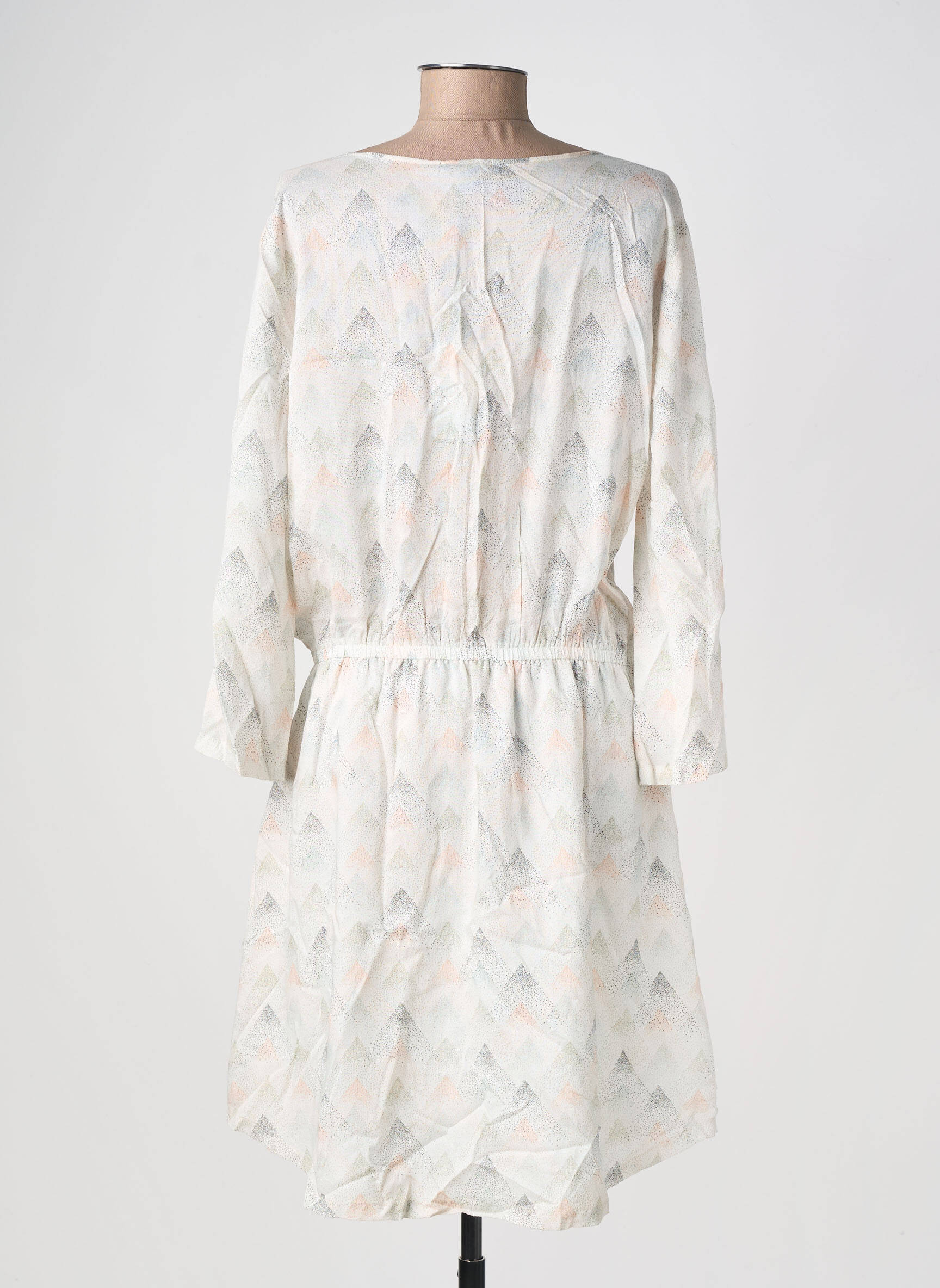 Rochie midi imprimeu fantezie mâneci lungi alb KAPORAL femeie