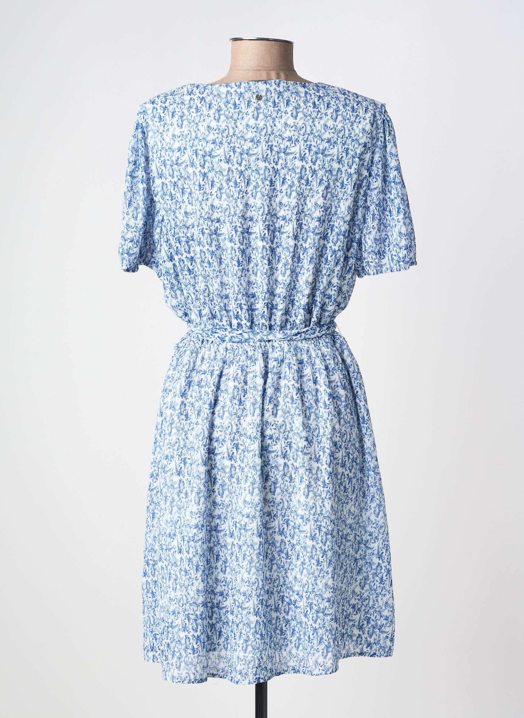 Rochie midi imprimeu fantezie mâneci scurte albastru TEDDY SMITH femeie