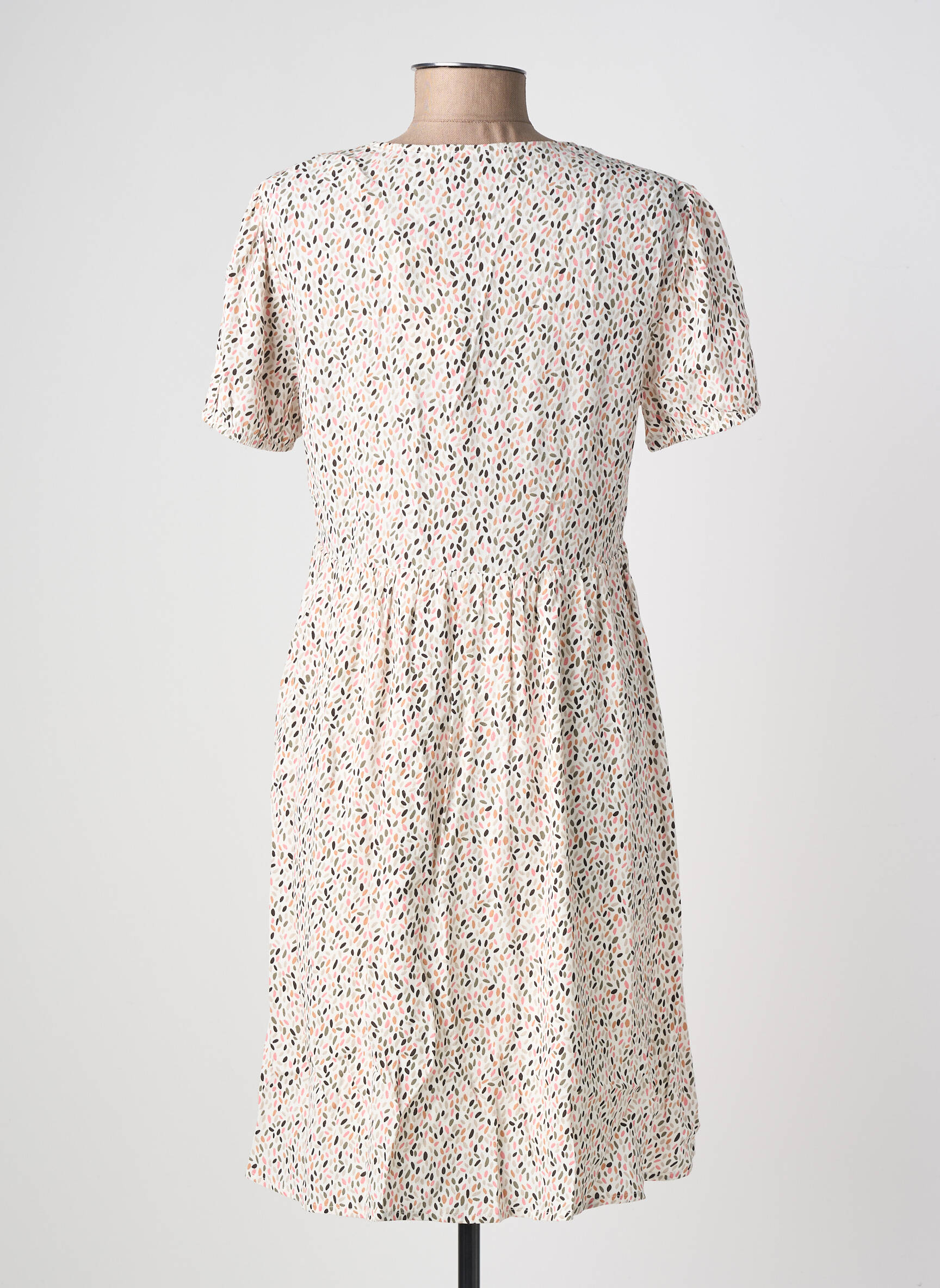 Rochie midi imprimeu fantezie mâneci scurte alb TEDDY SMITH femeie