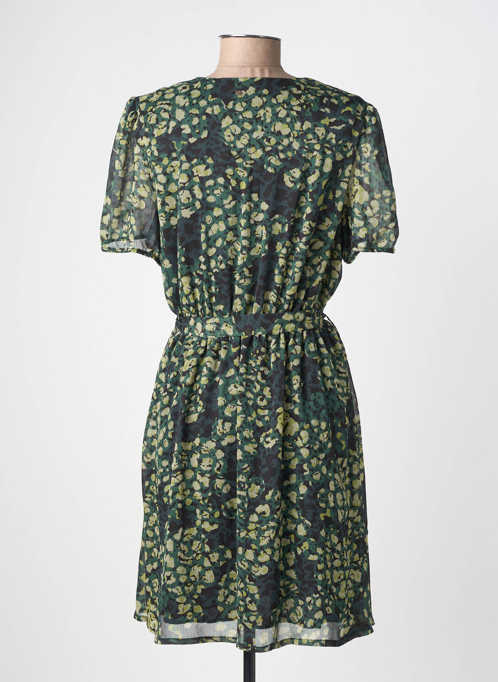 Rochie midi imprimeu fantezie mâneci scurte verde TEDDY SMITH femeie