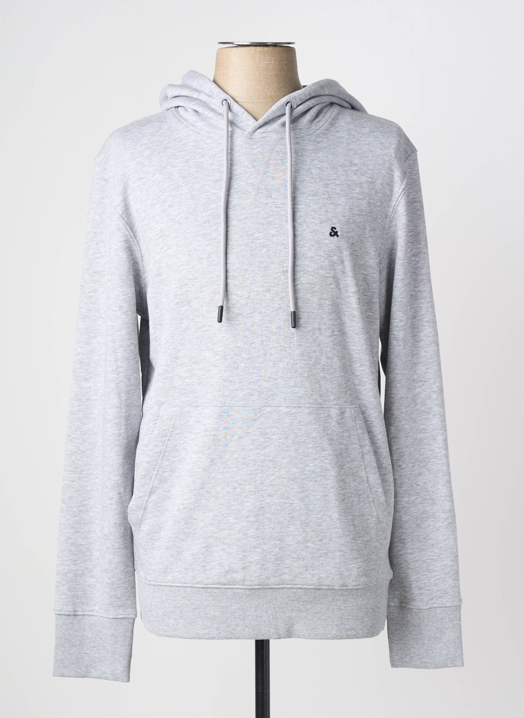 Hanorac cu glugă țesătură jersey mâneci lungi gri JACK & JONES bărbat