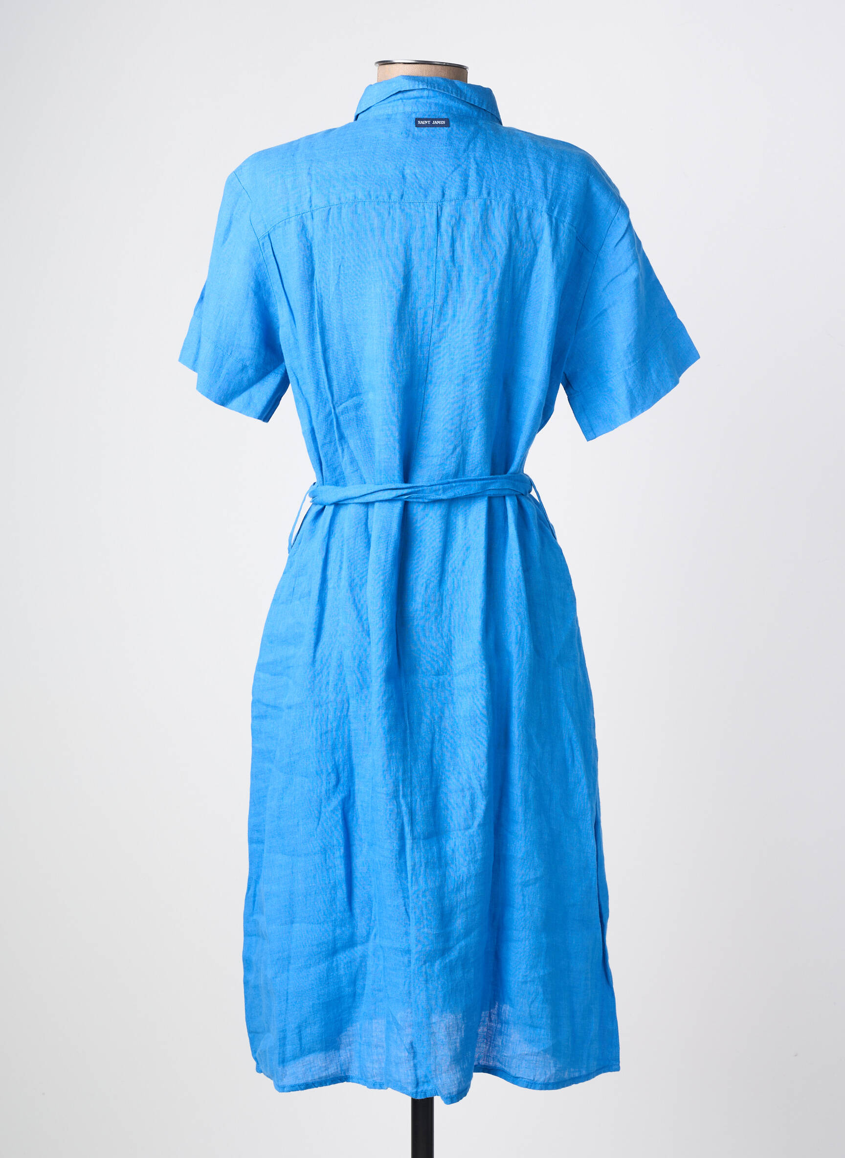 Rochie midi țesătură crep mâneci scurte albastru SAINT JACQUES femeie