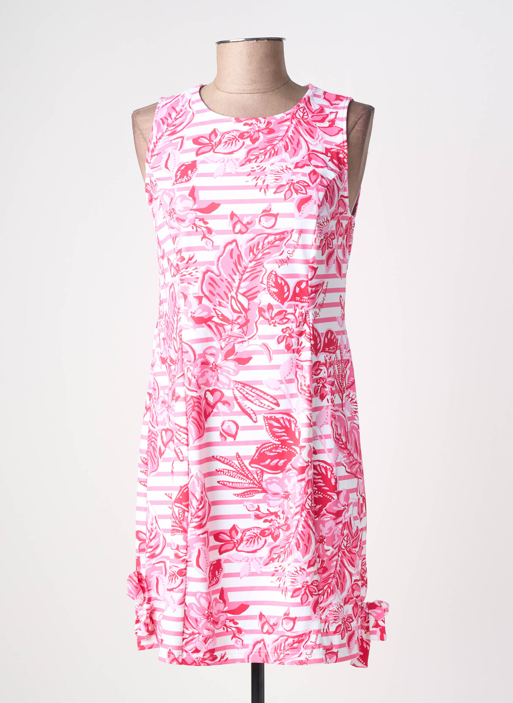 Rochie scurtă imprimeu floral fără mâneci roz SAINT JAMES femeie