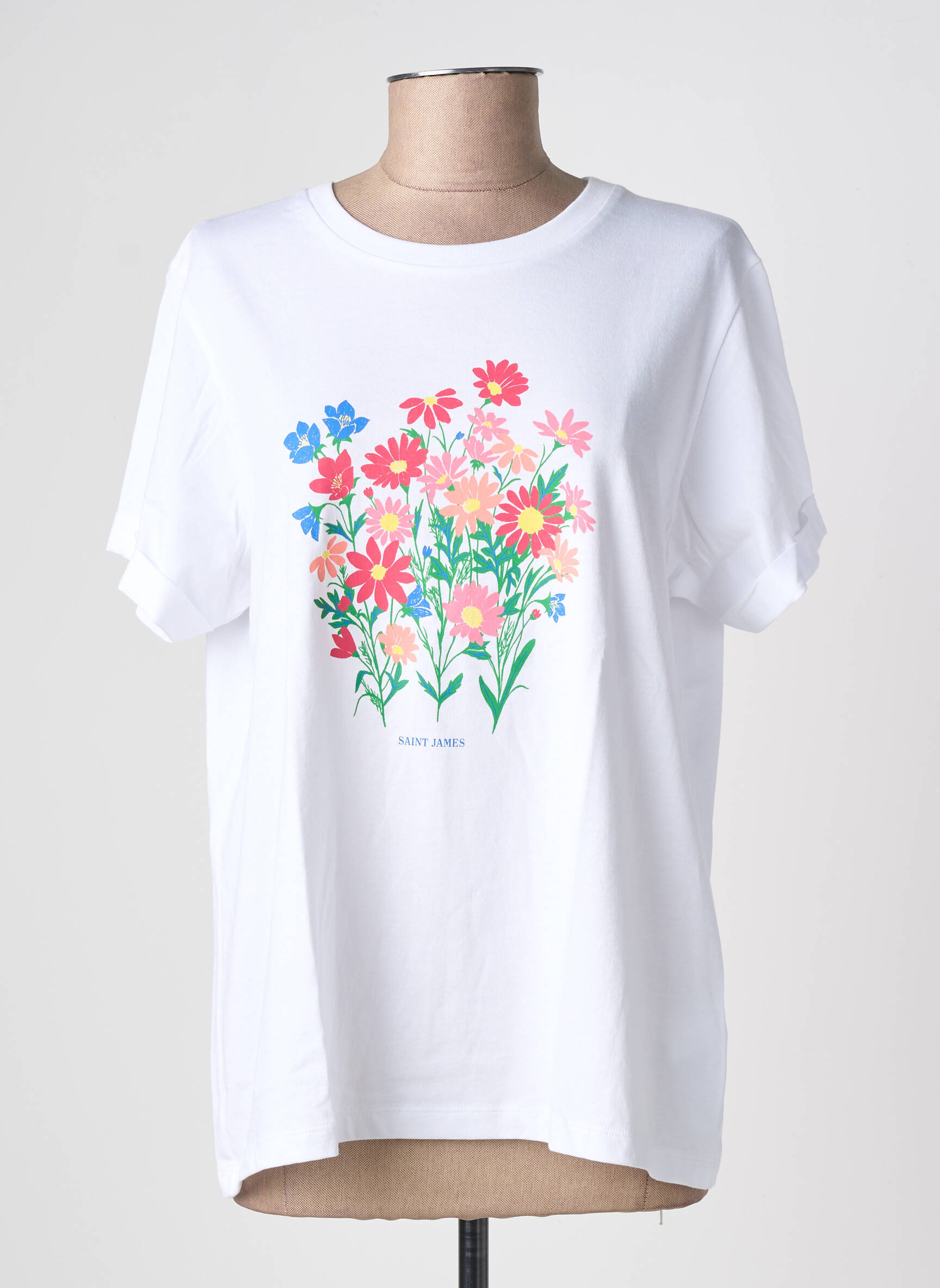 Tricou serigrafie mâneci scurte alb SAINT JAMES femeie