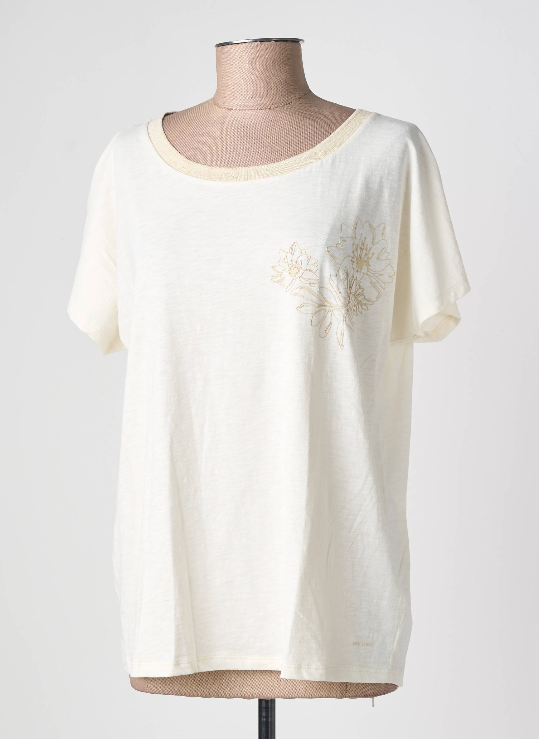 Tricou croială dreaptă mâneci scurte bej SAINT JAMES femeie