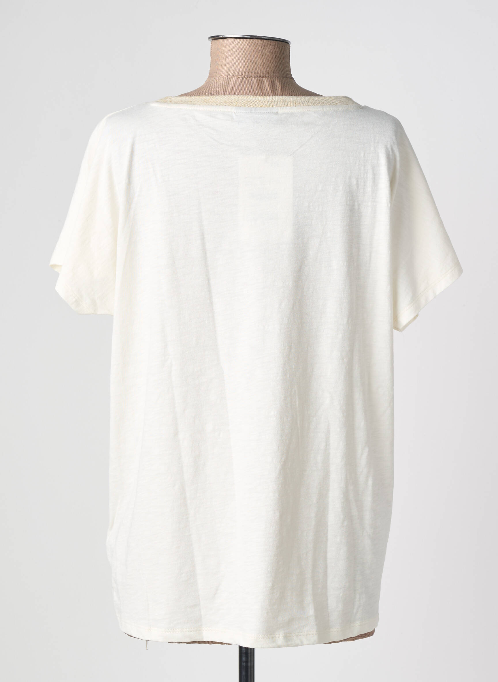 Tricou croială dreaptă mâneci scurte bej SAINT JAMES femeie