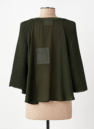 Top țesătură crep mâneci 3/4 verde SKFK femeie